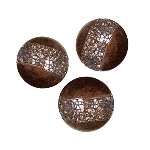 Schonwerk Decorative Centerpiece Bowl With 3 Matching Orbs - Coffee Table Decor With Resin Sphere Balls For Living Room Dining Room Table - Decorations For Home Decor - Mantle House Decor (Brown) #TOP3