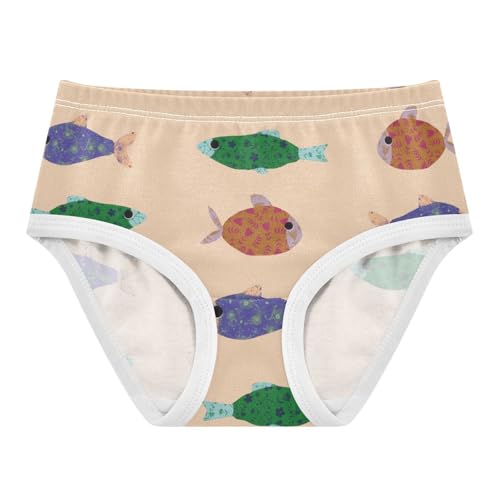 Girls' Underpants Kids Cotton Underwear Panties Briefs For Girl Age 2-8 Years Ocean Fish Cartoon Pattern