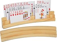 LotFancy Kartenhalter Holz, 2er Set Spielkartenhalter für Spielkarten 3-Stufen, Freisprech Kartenständer für Senioren