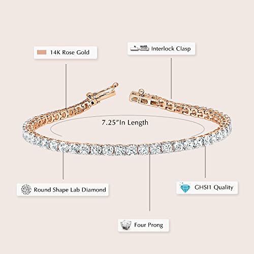 Friendly Diamonds Igi/Egl Certified Lab Grown Diamond Tennis Bracelet | 3 Carat In 14K Rose Gold 7.25 Inches Diamond Bracelets For Women | G-H Si1 Quality Bracelets #TOP1