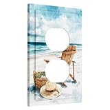 Copertura per interruttore della luce della sedia da spiaggia, copertura per interruttore/presa, scena del mare blu costiera per decorazione domestica, piastre da parete in materiale termoplastico