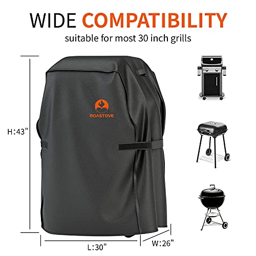 Roastove Bbq Grill Cover, 600D Heavy Duty Oxford Fabric Grill Cover For Weber,Brinkmann,Char Broil Etc.(Uv & Dust & Water Resistant, Weather Resistant, Rip Resistant)(30" L X 26" W X 43" H, Black) #TOP1