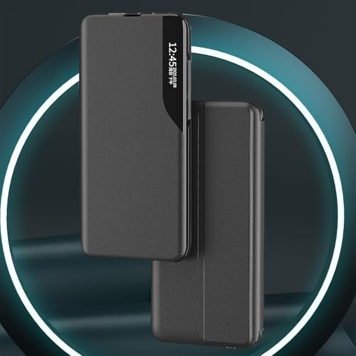 Flip Leather Cover iPhone 16 étui rigide antichoc Clear View
