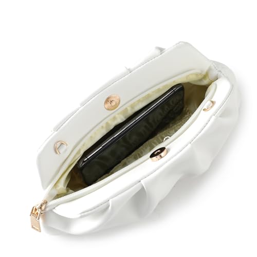 Image of Evening Bag for Women Ruched Clutch Purse Detachable Metal Chain Crossbody Bag