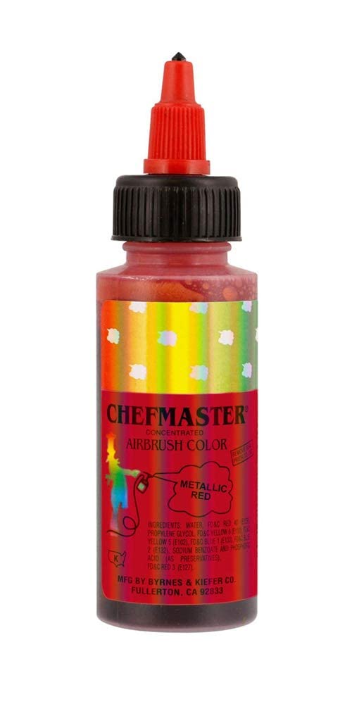 Chefmaster Airbrush Food Color 2 Ounce - Metallic Red