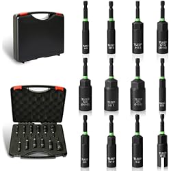 TLEEP Deep Nut Driver Set for Impact Drill w/Wing Nut Driver Bit, Sae/Metric 80MM Deep Nut Driver Bits, 1/4