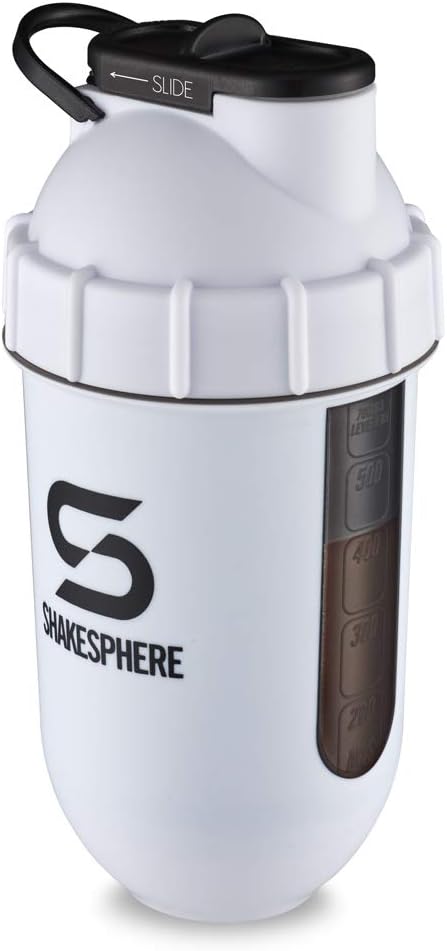 SHAKESPHERE Tumbler View 24oz Shaker, Clear Window, Bladeless, Matte White