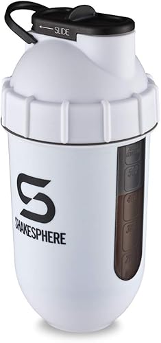 ShakeSphere - Vaso blanco perla con ventana naranja y logotipo gris