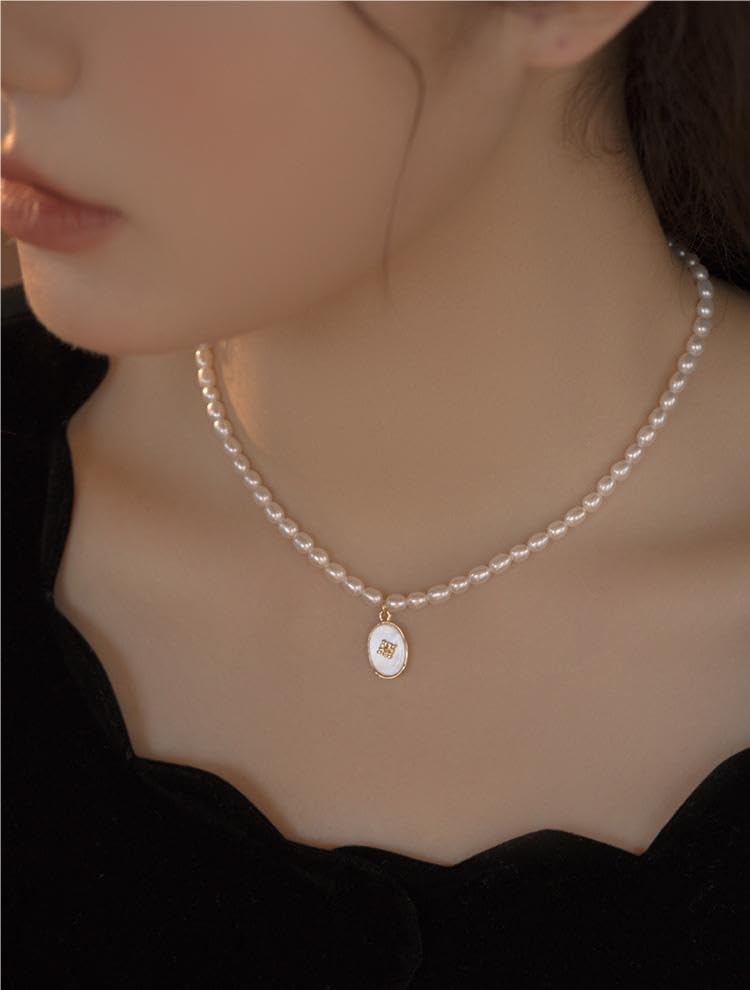 Natural Freshwater Pearl Choker Necklace for Women, 14K Gold Plated Pearl Necklaces Fashion Handmade Jewelry Gift - Image 4