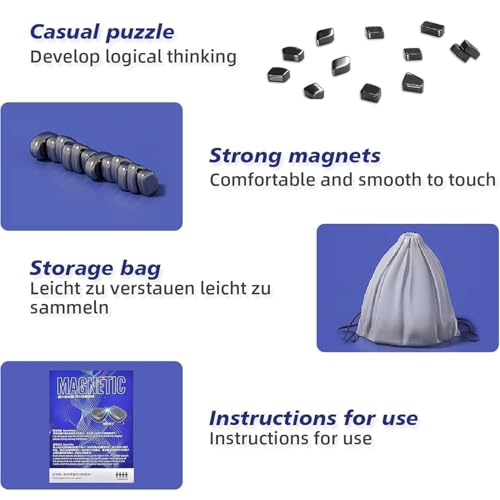 Vunpok Magnetspiel,Magnet Spiel,Magnetisches Schachspiel,Magnetsteine,Campingspiele mit Magnetic,Tisch Magnetspiel für Kinder & Erwachsene,Partyzubehör für Familientreffen
