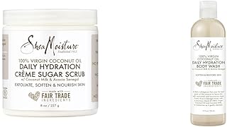 SheaMoisture Coconut Oil Sugar Scrub for Dry Skin Exfoliator & Coconut Bubble Bath and Body Wash 13 Fl Oz