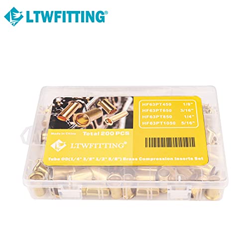 Ltwfitting Assortment Kit 1/4 3/8 1/2 5/8 Inch Od Compression Inserts, Brass Compression Fittings(Pack Of 200) #TOP5