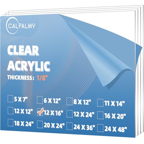 CALPALMY (4-Pack) 12x16 Clear Acrylic Sheet Plexiglass 1/8” Thick, Use for Craft Projects, Signs, Display Cases and More, Cut with Cricut, Engraver, Saw or Hand Tools – No Knives