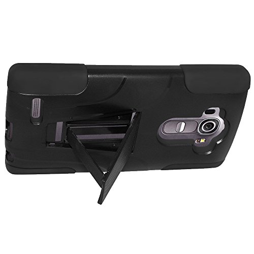 Amzer Double Layer Hybrid Protector Case With Kickstand For Lg G4 - Retail Packaging - Black #TOP1