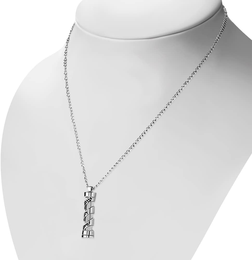 My Daily Styles Mens Stainless Steel Mezuzah Jewish Judaica Hebrew Shin Pendant Necklace
