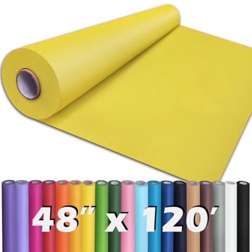 PerkHomy 48" x 1,440" (120') Lemon Yellow Kraft Paper Roll for Craft Bulletin Board Paper Art Table Covering Crafting Gift Wrapping Bouquet Packing Parcel 80GSM 55LB (Lemon Yellow, 48" x 120')