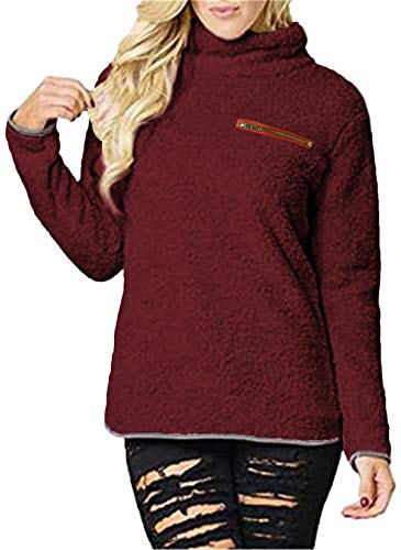 Onlypuff Pullover Sweaters For Women Sherpa Jacket Women Long Sleeve Sweatshirt Solid Red Xl #TOP1