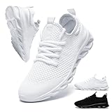 GDEKLO Mens Running Shoes Walking Sneakers Tennis Slip on Workout Gym Athletic Lightweight Casual Sport Shoes White Size 13