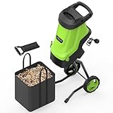 Steelite 15-Amp Electric Wood Chipper with 1.8" Cutting Diameters, 45L Collection Bag Chipper Shredder, Mulcher with Max 15:1 Reduction, Easy-Cleanup Dual Steel Blades Ideal for Branches and Twigs