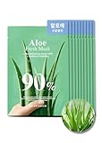 BRING GREEN ALOE 90% Fresh Mask (10 Count) - Daily Skincare Facial Mask Sheet for Soothing, Moisturizing, Nourishing, Sensitive & Irritated skin with Natural Ingredients