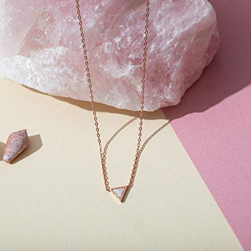 Pavoi 14K Rose Gold Plated Triangle Created White Opal Necklace | Opal Necklaces For Women #TOP3