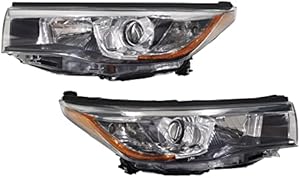 TBVECHI Headlights Assembly For 2014 2015 2016Toyota Highlander 1 Pair Set Driver + Passenger Side Headlight Headlamp Replacement , Halogen Front Head Light Lamp, Chrome Housing Clear Lens