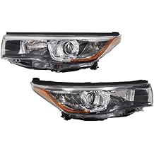 Front Halogen Headlights Assembly Left+Right Side for 2014-2016 Toyota Highlander Bulb Not Included Driver & Passenger Head Lights Direct Replacement Headlamps Assy Set A Pair Headlights