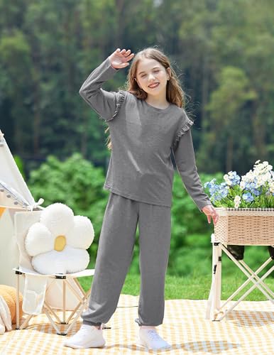 Yekaty Kids Girls Clothes Stylish Ruffled Tops and Pants with Pockets Clothing Sets 2 Piece Outfits4