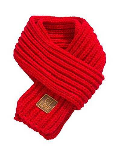Unisex Kid Solid Color Knitted Warm Winter Scarves One Size Red
