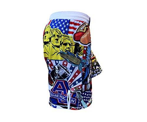 TRI-TITANS Merica Fight Shorts- MMA Wrestling Kickboxing (Adult M: 32"-34") - Thumbnail 5