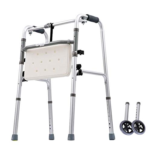 WDWDW Cadre de Marche Pliable avec Roues Avant, déambulateur à roulettes pour Personnes âgées, déambulateurs pour Adultes, Hauteur réglable, Aide au Transport, Canne de Marche