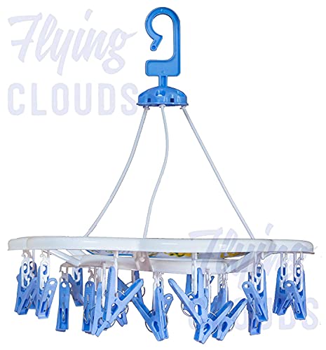 Image of Plastic Round Cloth Drying Stand Hanger with 24 Clips /pegs, Baby Clothes Hanger Stand, (Set of 1) Mutlicolor