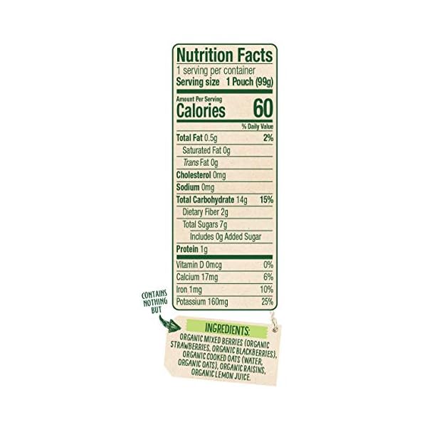Sprout Organic Baby Food, Stage 2 Pouches, Fruit Veggie & Grain Blend, Mixed Berry Oatmeal, 3.5 Oz Purees (Pack of 6)