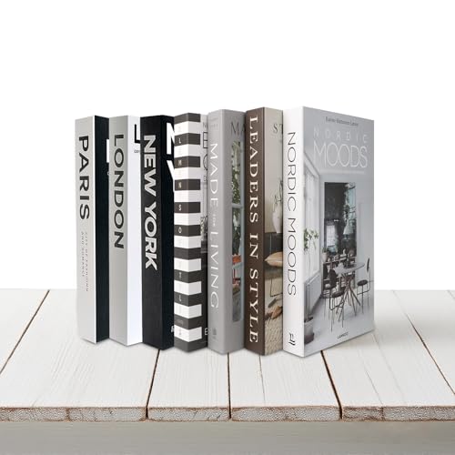 Puniama 7 Pcs Decorative Books Set – Modern Faux Books for Coffee Table Decor, Neutral Decorative Home Accessories for Shelves, Living Room & Office