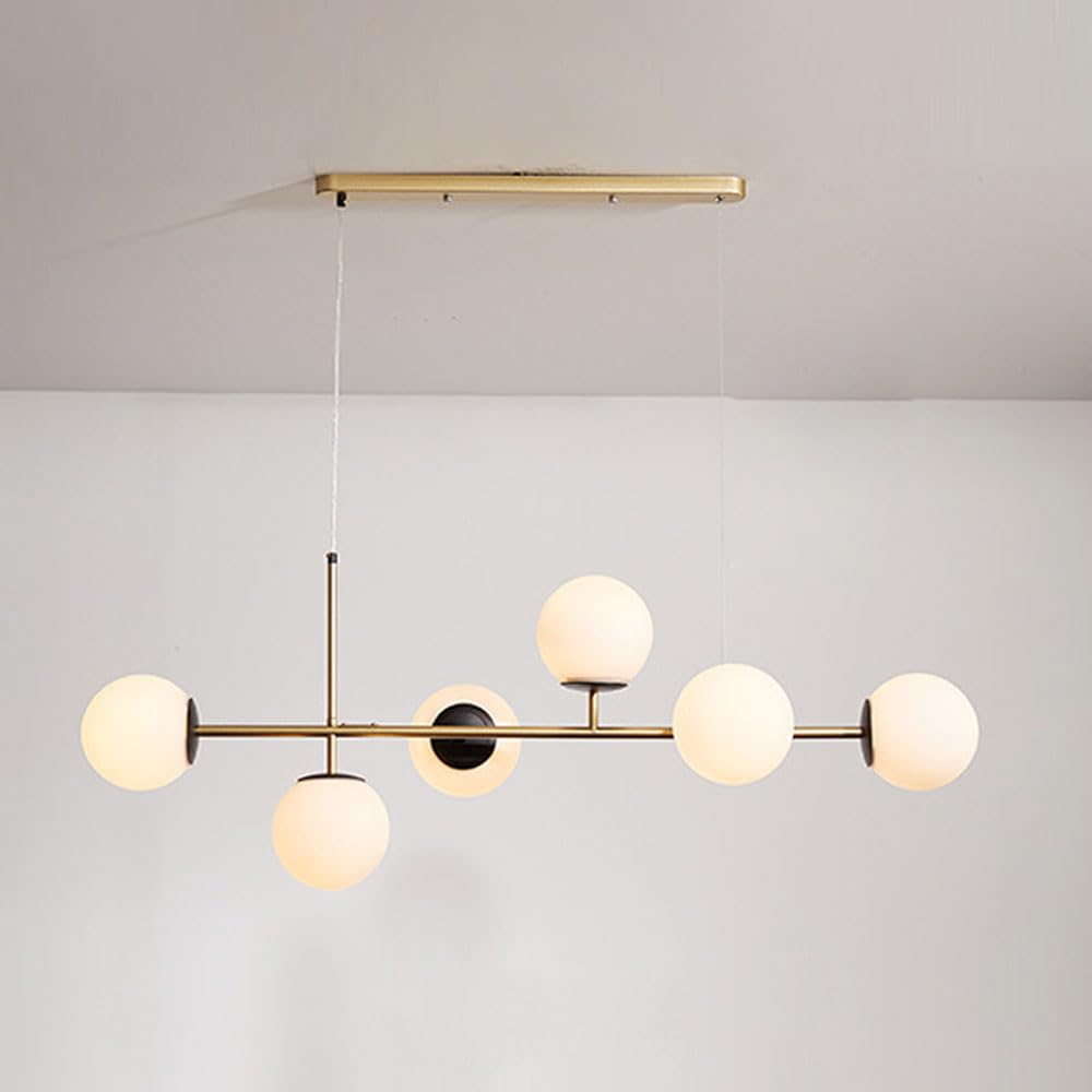 Lustre en cristal E27 à 6 lumières pour îlot de cuisine moderne