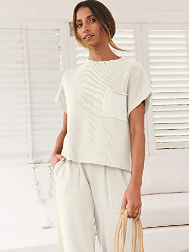 Image of ANRABESS Women's Two Piece Outfits Sweater Sets Knit Pullover Tops and High Waisted Pants Tracksuit Lounge Sets