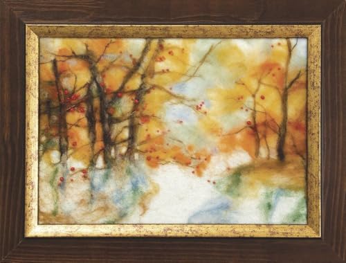 Image of Wizardi Beginner Needle Felting Kit for Adults - Autumn Light. Nature Felting Kit 6.1x9.45 Inches. Felting Tools. Wool Felting Supplies. Felt Crafts. Wool Felt. V-73C Charivna Mit