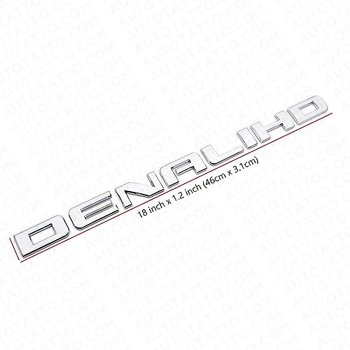 Image of 2X Denali HD Side Door Tailgate Letter Nameplate Emblem Badge 3D Replacement for Denali (Chrome)