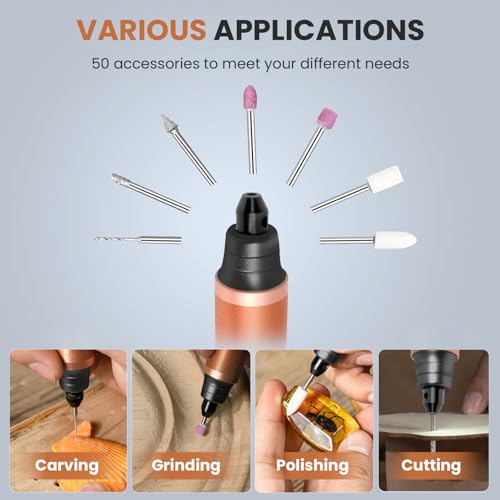 Image of Tarlido Electric Engraving Pen, Mini Cordless Rotary Tools, USB-C Rechargeable Etching Pen, 4V /1200mAh DIY Engraver Machine for Metal, Wood, Glass, Plastic,2 Stencils, Rose Gold