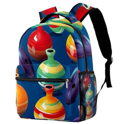 Sac à dos pour école pour adultes et enfants avec imprimé quilles multicolores