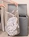 BirdRock Home Double Laundry Hamper with Lid and Removable Liners | Linen | Easily Transport Laundry | Foldable Hamper | Cut Out Handles