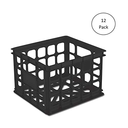 Sterilite 16929006 Plastic Storage Box Crate, Black (12 Pack) #TOP7