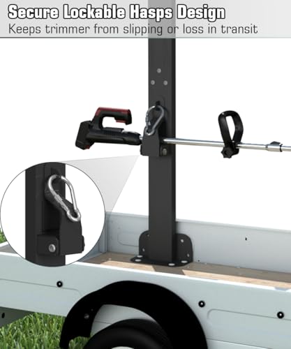 Koutemie 3 Place Weed Eater Rack for Open Trailer, Weedeater Rack with Lockable Hasp Mount on Landscape Trailer Truck, Enclosed Trimmer Rack Carrier with Trim Line Holder for Yard Lawn Tools Equipment by Koutemie - Image 8