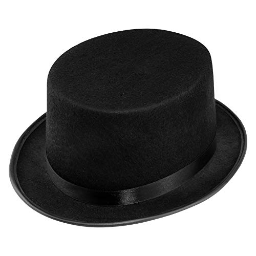 WELLGRO® Zylinderhut - schwarz, mit Satinband, für Erwachsene, 31 x 26 x 14 cm (LxBxH)