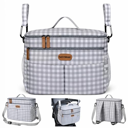 Noymak Bolsa Carrito Bebé Grande 22l, Gran Capacidad,Impermeable,Bolso Carro Bebe Con Cambiador, Interior Térmico,Ganchos Universales Y Accesorios,Organizador Con Múltiples Bolsillos.