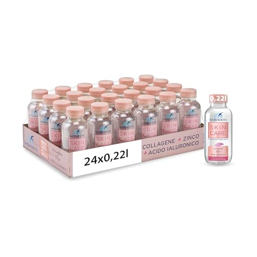 San Benedetto Skin Care, l'integratore alimentare con Collagene, Zinco e Acido Ialuronico, in Acqua Minerale, 24x220ml