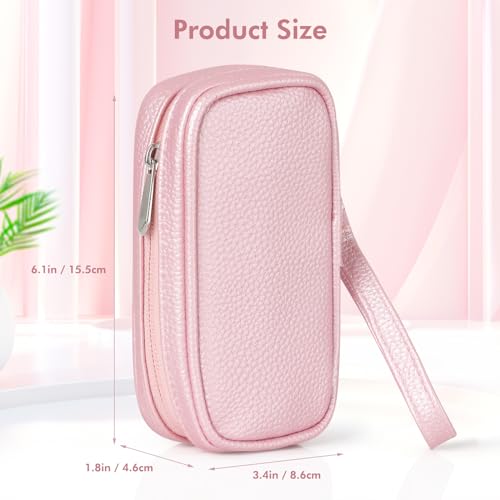 Image of Portable Tampon Organizer, Beige PU Pouch with Handle and Zipper for Women's Period Bags
