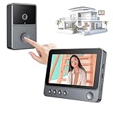 インターホン ワイヤレス、ドアホン ワイヤレス、工事不要 Wi-Fiは不要 ドアベル カメラ対応 ワイヤレス、ビデオテープ連動、70°の全視野角 スマートビデオドアベル、簡単設置 4.3インチスクリーン 双方向通話 配線不要 家 ビデオドアベル+256G