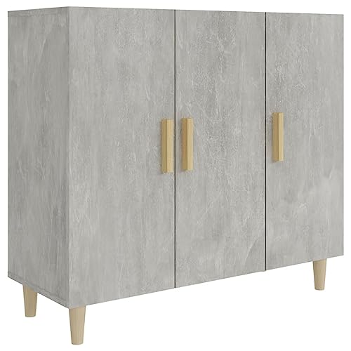vidaXL Buffet Armoire de Rangement Organisateur de Maison Meuble de Rangement Armoire de Salon Intérieur Gris Béton 90x34x80 cm Bois d'Ingénierie