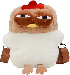 Cute Plush Chicken Purse Fluffy Hen Wallet Purse, Novelty Bag, Kawaii Stuffed Animals Shoulder Bag for Girls Women